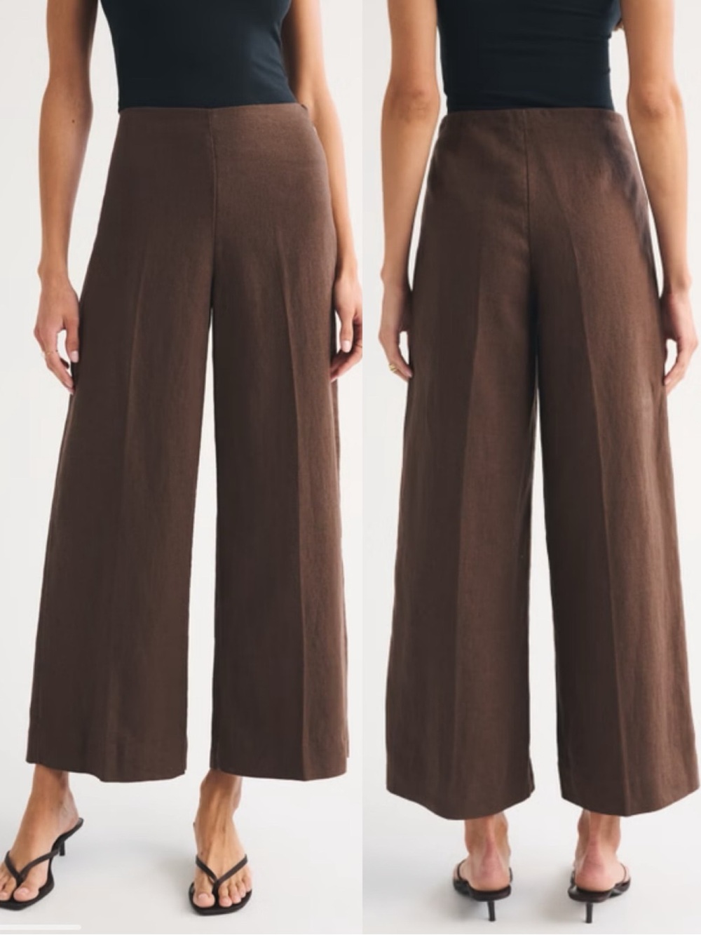 NWT Abercrombie & Fitch Linen High Rise Cropped Wide Leg Pant